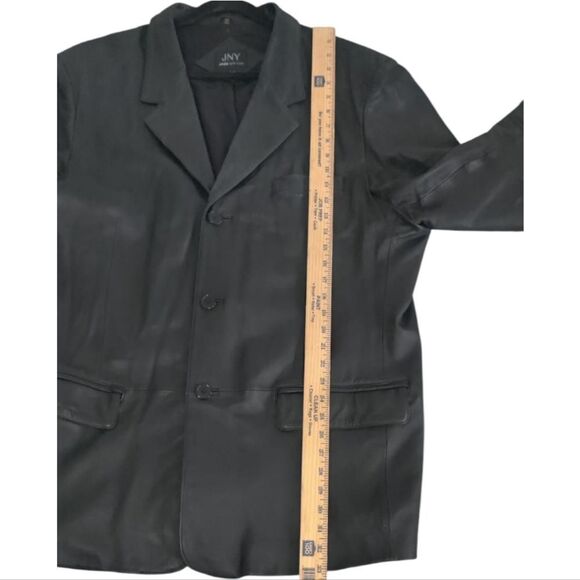 Jones New York Black Leather Jacket Blazer Suit Jacket Size 50R - Picture 7 of 10